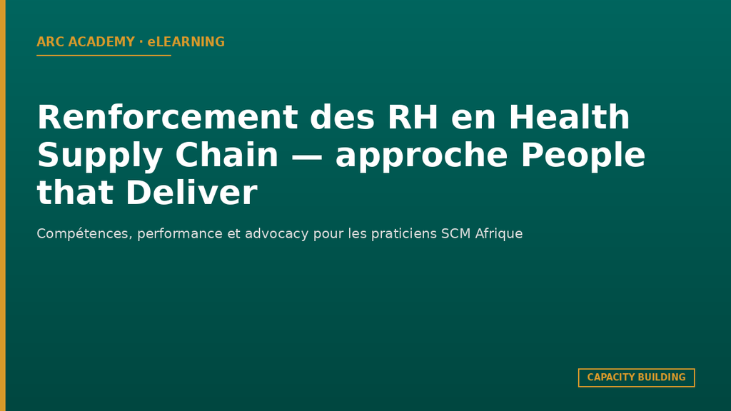Renforcement des RH en Health Supply Chain — approche People that Deliver