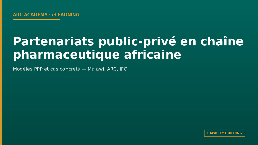 Partenariats public-privé en chaîne pharmaceutique africaine